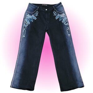 BRAZIL ROXX RARE Y2K MCBLING EMBELLISHED RHINESTONE STUDDED BLUE JEANS EUC 48 12